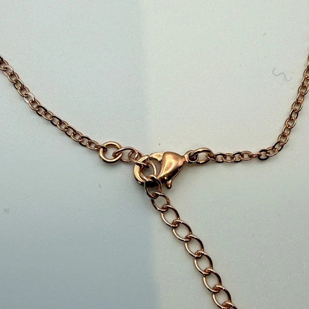 Rose Gold Leaf Branch Necklace with Clear Crystal Accents - Picture 4 of 4